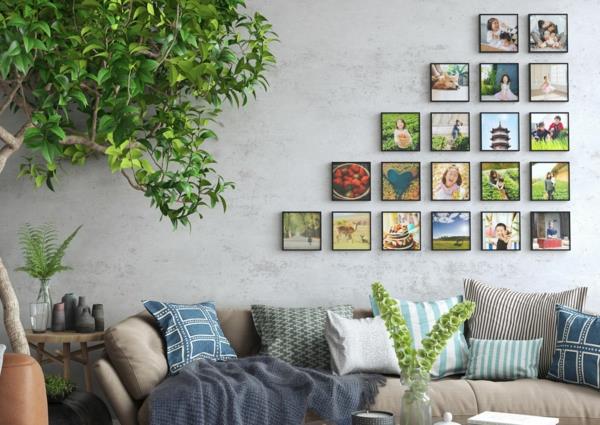 υπέροχη διακόσμηση τοίχου με φωτογραφίες κλείστε φωτογραφίες χωρίς τρύπημα