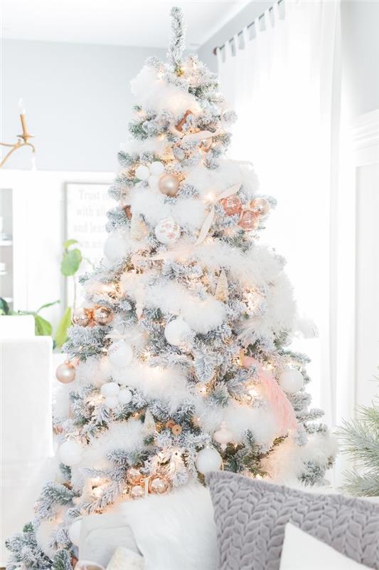 υπέροχη λευκή διακόσμηση χριστουγεννιάτικου δέντρου