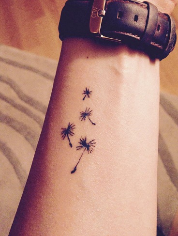 Keturios kiaulpienių gėlių tatuiruotės