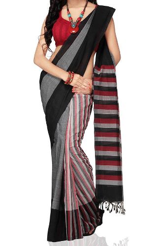 Mangalagiri pamuklu sarees Kararlı çizgiler