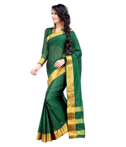 Mangalagiri zümrüt altın pamuklu sarees