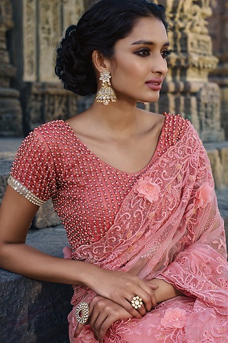 Net sarees için özel tasarım bluzlar4