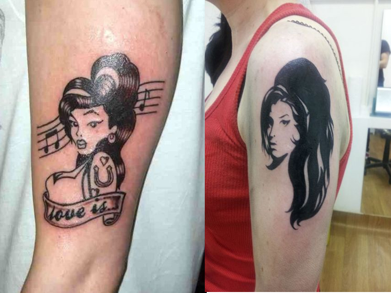 Amy Winehouse tatuiruočių dizainas
