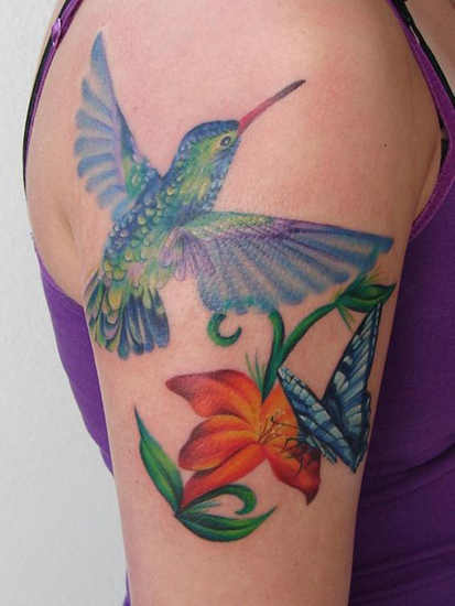Kolibrio tatuiruotės dizainas 5
