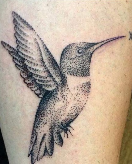 „Classy Dot Work“ kolibrio tatuiruotės menas