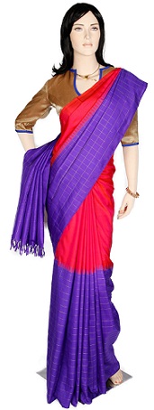 Kanchi Pattu-Menekşe Pattu Saree