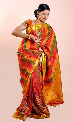 Kanchi Pattu-Turuncu Pattu Saree