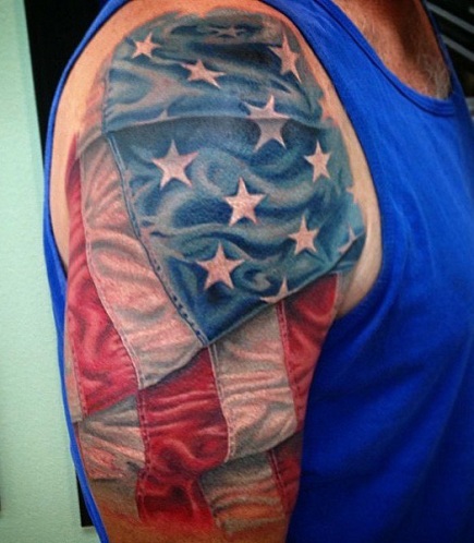 Nuostabus 3D Amerikos vėliavos tatuiruotės dizainas