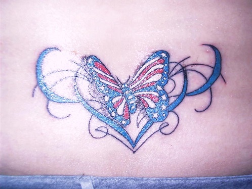 Amerikos drugelio tatuiruotės dizainas