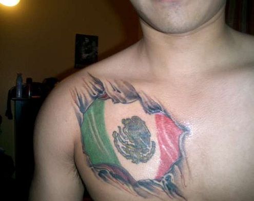 Įspūdingas Meksikos vėliavos tatuiruotės dizainas