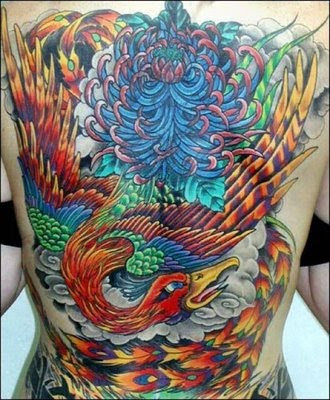 Japonijos „Phoenix“ tatuiruotės dizainas