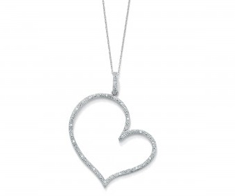Deimantas virš sidabro širdies formos pakabukas ir virvių grandinė