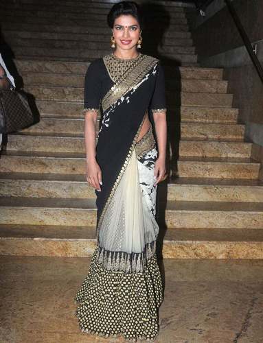 Sabyasachi Sarees-Siyah Sabyasachi Party-Giyim Saree 9