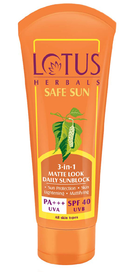 Lotus Herbals Safe Sun 3'ü 1 Arada Mat Görünüm Günlük Güneş Kremi Spf 40