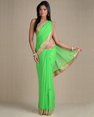 Madinga Indijos žalia saree