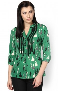 Yeşil Baskılı Kadın Gömlek
