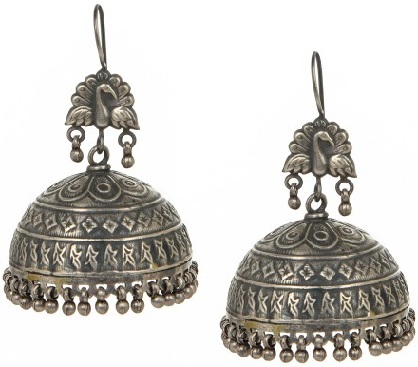 Antik Madhuban Gümüş Jhumkas