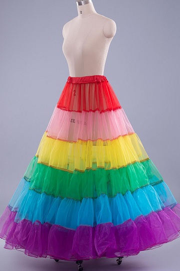 Vaivorykštinis tinklinis ilgas spalvotas sijonas