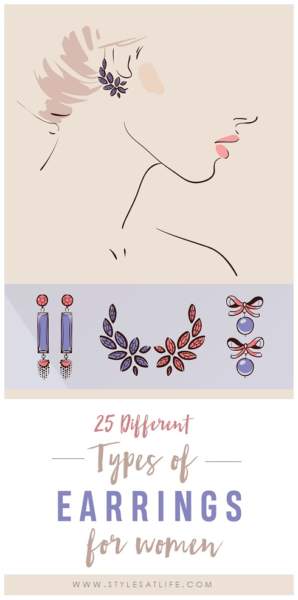 Įvairių tipų auskarai moterims