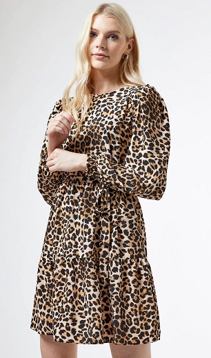 A-linijos trumpa suknelė su leopardo raštu