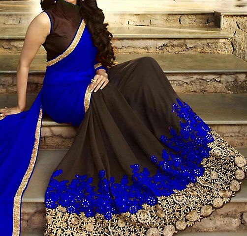 latest-designer-sarees-blue-and-black-designer-saree