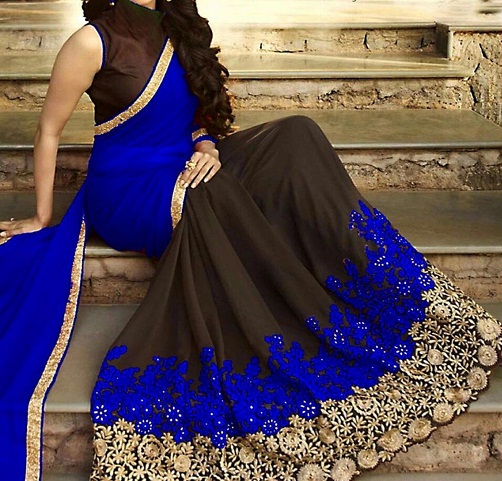 en yeni-tasarımcı-sarees-mavi-siyah-tasarımcı-saree