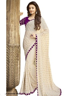 latest-designer-sarees-simple-dotted-saree