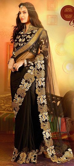 son-tasarımcı-sarees-siyah-güzellik-saree