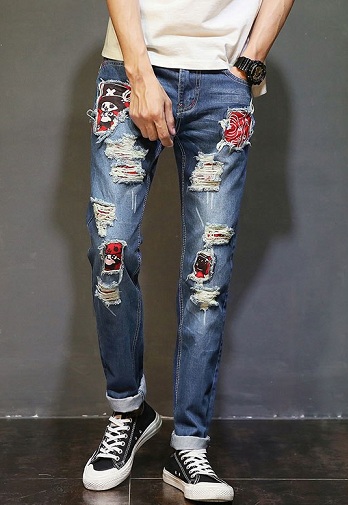 Yamalı Sıkıntılı Jeans