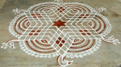 raudonai balta žvaigždė-rangoli