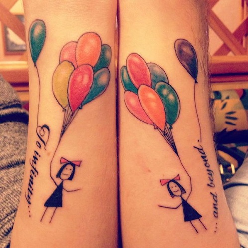Draugystės balionų tatuiruotės dizainas