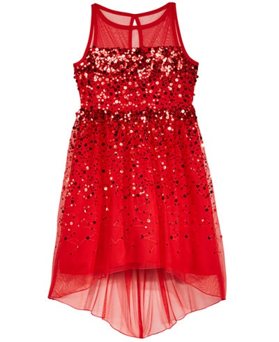 „Illusion Neck Red Party Frock“