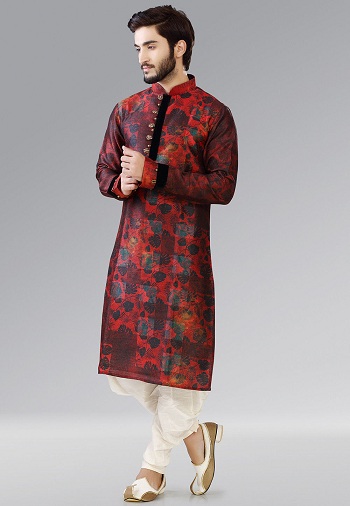 Spausdintas „Dupion Silk Dhoti Kurta“