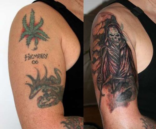 Mirtino skeleto uždengimo tatuiruotė