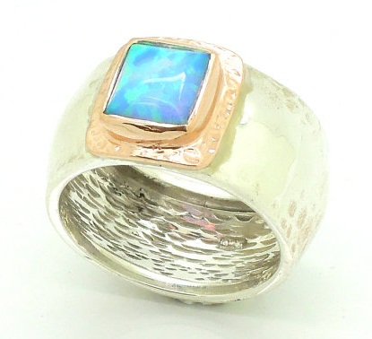 Opal Çivili Gümüş Unisex Yüzük