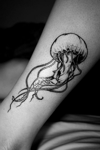 Juodos ir baltos spalvos medūzos tatuiruotė