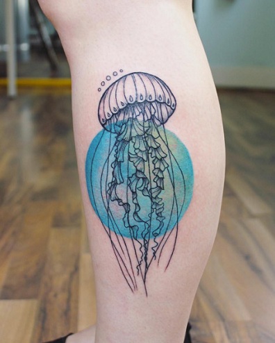 Geometrinio stiliaus medūzos tatuiruotė