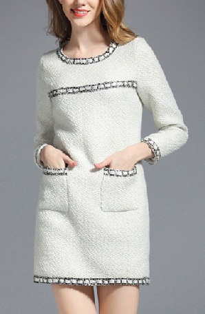 Įprasto stiliaus moteriška tvido suknelė