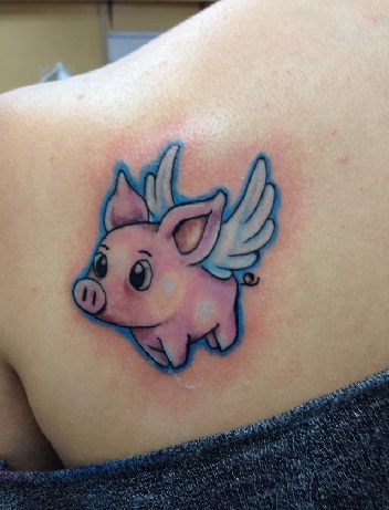 Angelo tipo kiaulės tatuiruotė