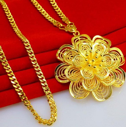 Auksinių gėlių karolių dizainas vestuvėms