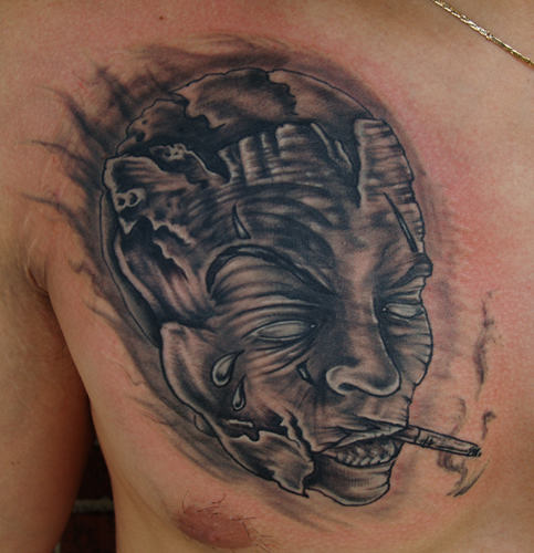 Kaukolės kaukės tatuiruotės dizainas