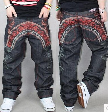 Išskirtiniai vyrų siuvinėti hiphopo džinsai