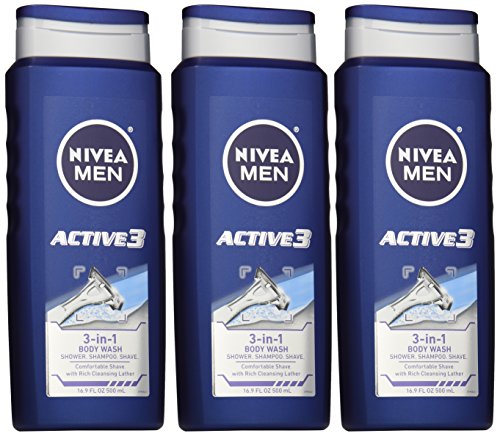 NIVEA MEN Active3 3'ü 1 Arada Vücut Yıkama Duş Jeli, 16.9 oz Şişe