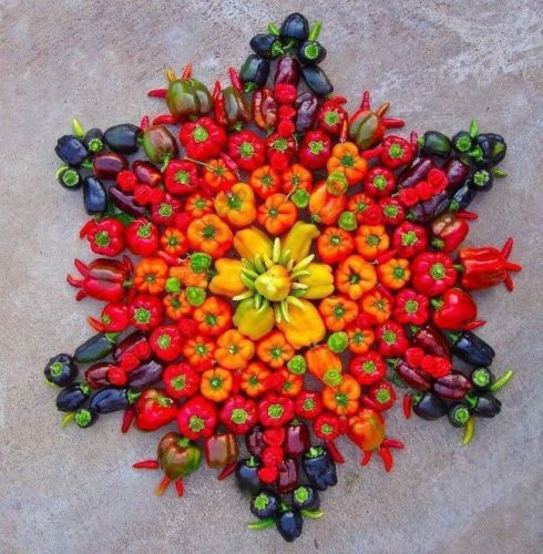 Specialūs „Rangoli“ dizainai Daržovių „Rangoli“