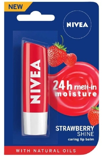 Nivea Strawberry Shine lūpų balzamas