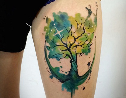 Pasaulio medžio kosmoso tatuiruotės dizainas