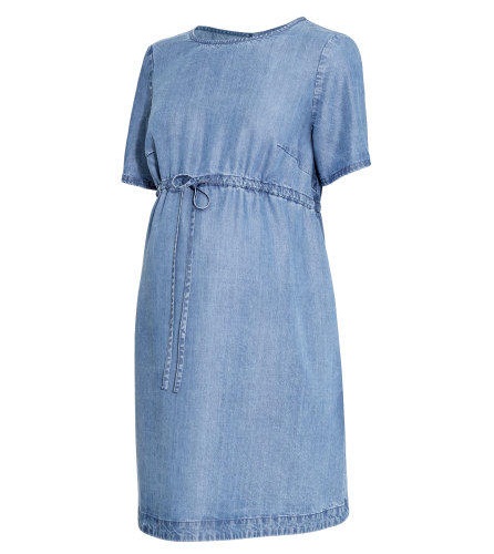 Vasaros suknelės nėštumo metu - džinsinio audinio raištis