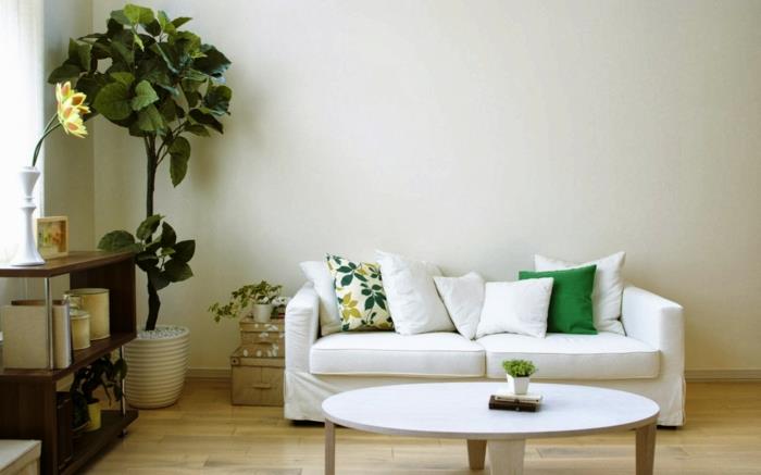 γλάστρες φυτά σαλόνι λευκά καναπέ φυτά φωτεινοί τοίχοι