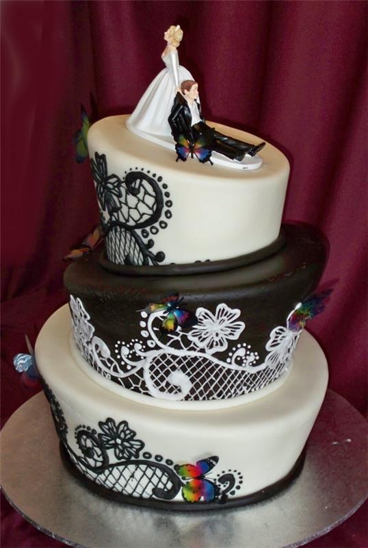 κέικ που διακοσμεί όμορφη γαμήλια τούρτα τρία μπαστούνια