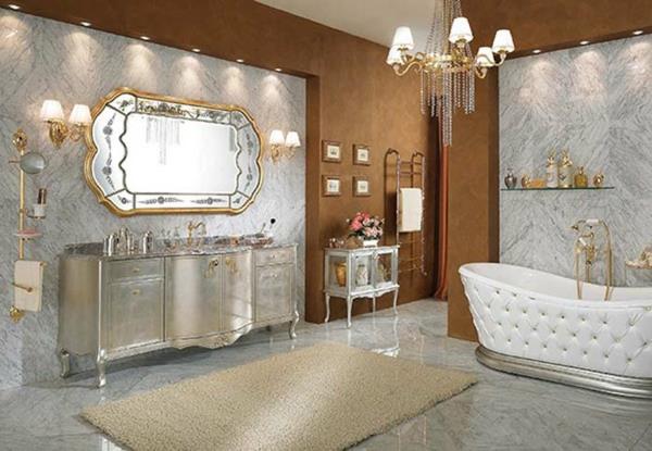 μπάνια ονείρου λαμπερό ασημένιο καθρέφτη τοίχου νιπτήρα